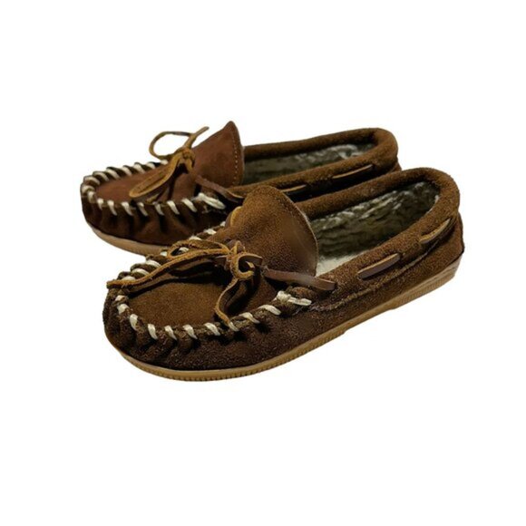 Minnetonka Cassie Slippers for Kids Dark Brown/Cream - Picture 2 of 7